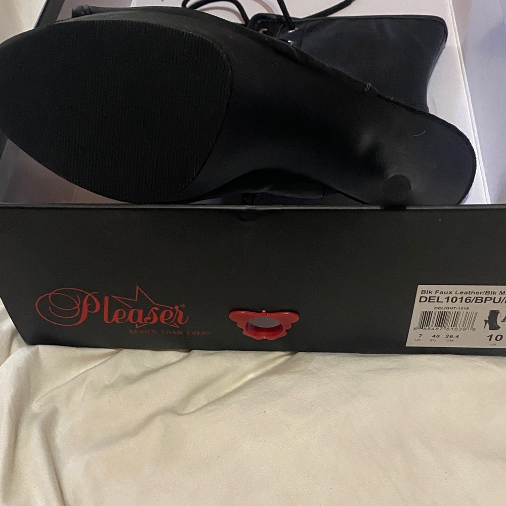 Pleaser Black Lace-Up Platform Heels - Picture 2 of 4